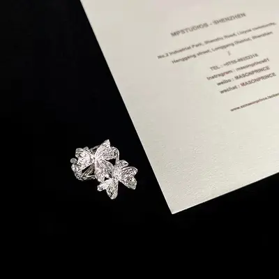 Çiçek desenli kulak klipsi, piercing gerektirmez - 7