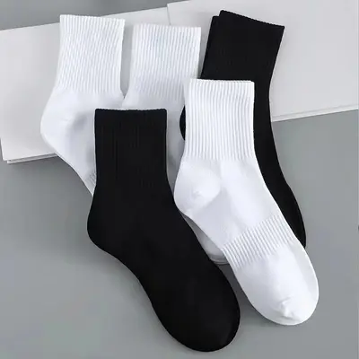 100% Xinjiang Cotton Four-Season Socks, Solid Color, Breathable, Sweat-Absorbent