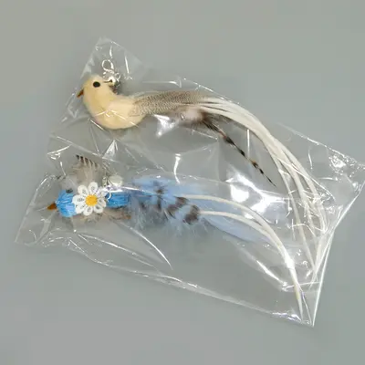 Katzenangel mit simuliertem Vogel, langer Stab, Federersatzkopf - 4