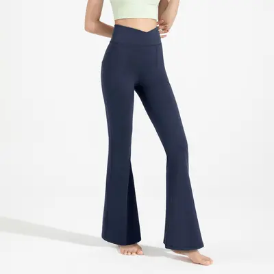 Antibacterial Women's Flared Yoga Pants, High-Waist Hip-Lifting - 7