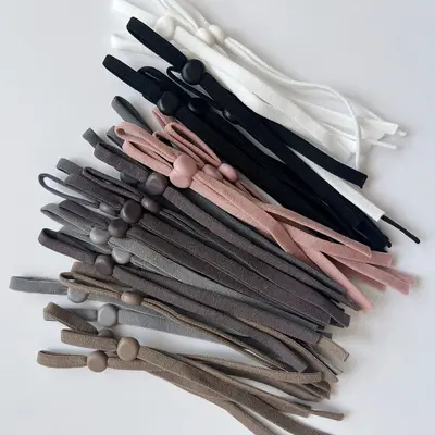 Adjustable Elastic Ear Loop Cord, 5mm, Black and White