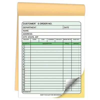 Job Invoice Forms, Carbonless Copy Order Receipt Forms - 9