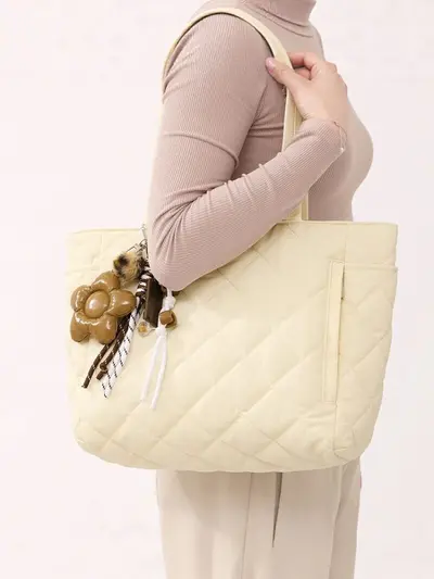 Beilian Große Totetasche mit Rautensteppung, Pendler-Laptoptasche - 5