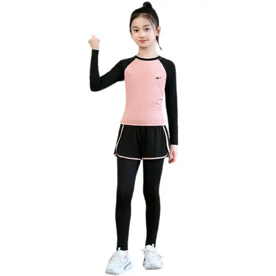 回力儿童紧身女童速干衣篮球服训练瑜伽足球健身打底跑步运动套装
