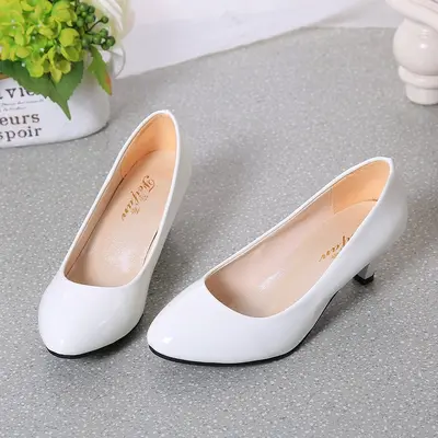 Damen-Lederschuhe mit dickem Absatz, 5 cm - 7