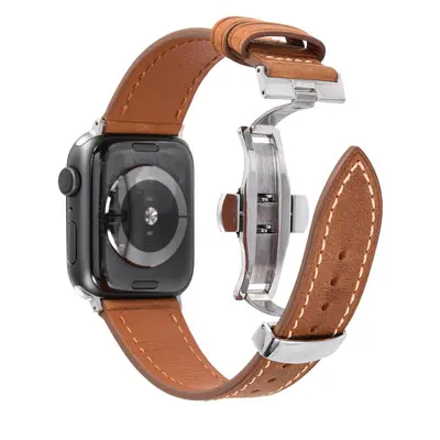 Men's Genuine Leather Apple Watch Strap, Butterfly Buckle, Series 1-7