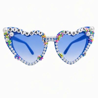 Birthday Sunglasses with Pearl Heart Frames - 12
