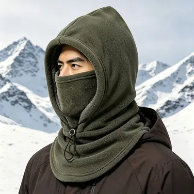 Polar astarlı 3'ü 1 arada kış şapkası, rüzgar geçirmez, yüz ve boyun koruyucu