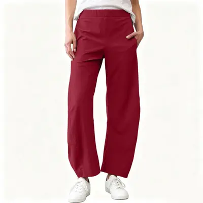 Damen Schnelltrocknende 7/8 Haremshose mit weitem Bein und elastischem Bund - 9