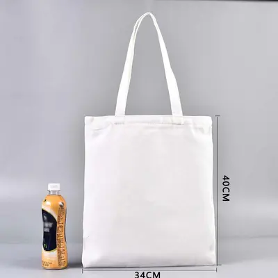 Blank Canvas Tote Bag, Shoulder Style, Customizable Logo Print - 12