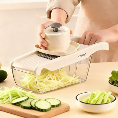 Çok Fonksiyonlu Sebze Doğrayıcı ve Rende, Patates ve Havuç İçin, El Koruyucu