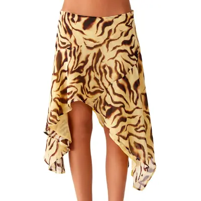 Women's leopard print irregular hem mini skirt, lined - 7