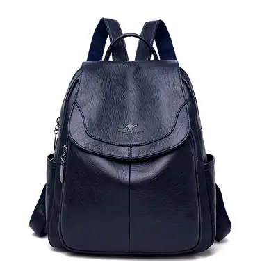 Women's Soft Leather Backpack, Lightweight, Multi-Color - 8