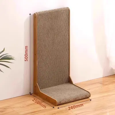 L-Shaped Vertical Cat Scratcher with Nest, Corrugated Cardboard - 8