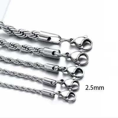 European and American stainless steel twisted chain men's necklace fashionable hip-hop style titanium steel necklace jewelry flat chain wholesale - 7
