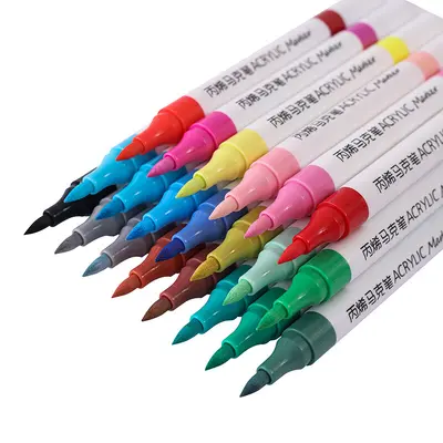 72-Color Acrylic Marker Pens, Soft Tip Dual-Tip Acrylic Paint Pens for Kids' Drawing, Student Doodling and Layering Watercolor Pens
