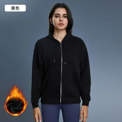 Women's Fleece-Lined Hooded Zip Jacket, Windproof, D25155 - 9