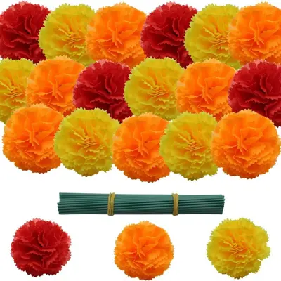 Halloween Marigold and Carnation Artificial Flower 6cm 9cm - 10