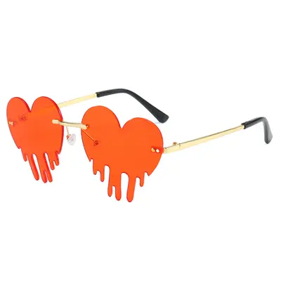 Halloween Frameless Heart Party Sunglasses with Tear Design - 10