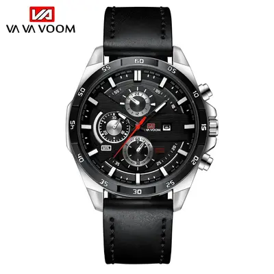 Source Manufacturer Fashion Men's Waterproof Outdoor Sports Daily Watch Student Watch Leather Strap Calendar Quartz Watch - 8
