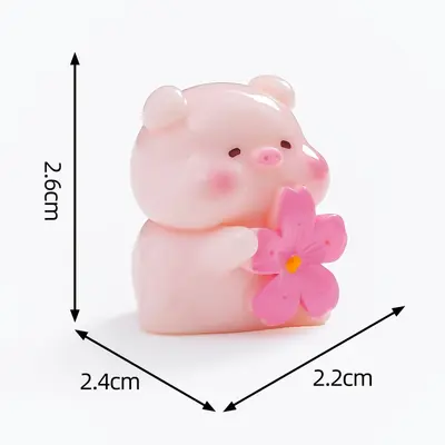 Cute Cherry Blossom Piglet Figurine for Dollhouse and DIY Decoration - 8