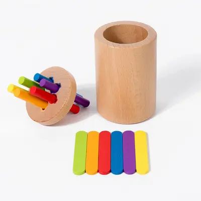 Cross-border wooden children's color sorting 2-in-1 shape cognitive matching kindergarten Montessori teaching aids wooden toys - 6