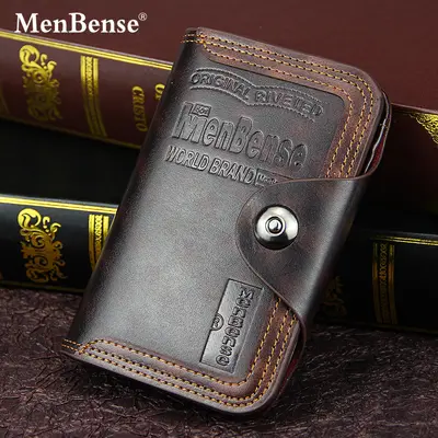 Men's short wallet with magnetic buckle, large capacity tri-fold daily wallet - 2