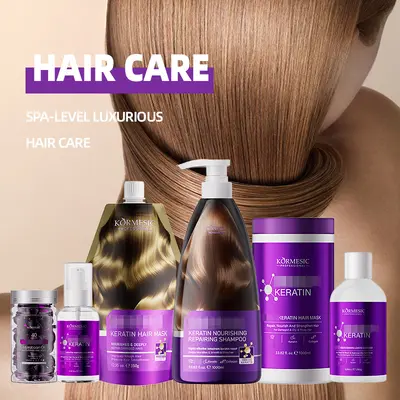 KORMESIC keratin tam İngilizce şampuan şampuan saç maskesi serisi pürüzsüz saç bakımı üreticisi toptan satış