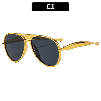 Retro-Sonnenbrille mit Doppelsteg und großem Rahmen - 7