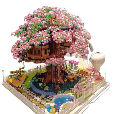Cherry Blossom Treehouse Building Block Set, Large Princess Series - 6