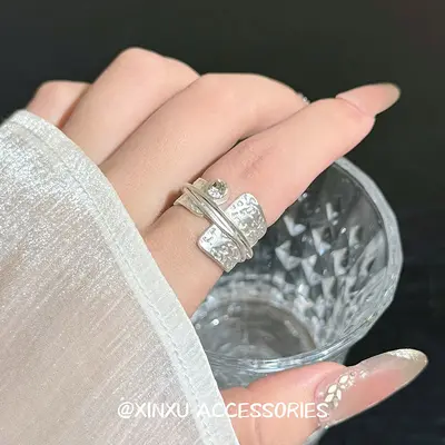 Multi-layer ring, wide band, shimmering diamond, versatile - 4