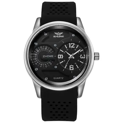 Men's sports watch, silicone strap, waterproof