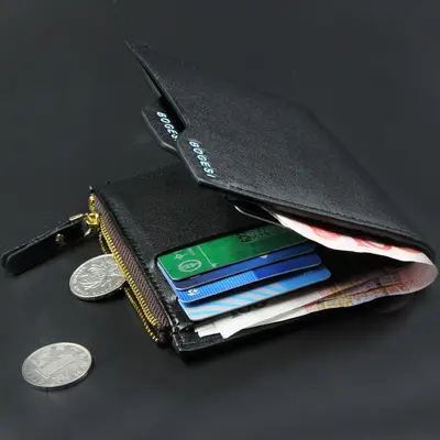 Men's Short Wallet with Coin Pouch and Zipper Driver's License Holder - 4