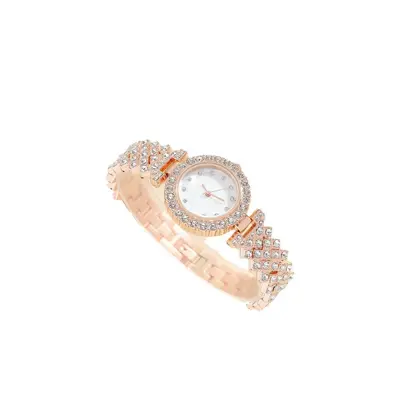 Damen-Quarzuhr-Set, Roségold, Diamantdesign, Geschenkbox