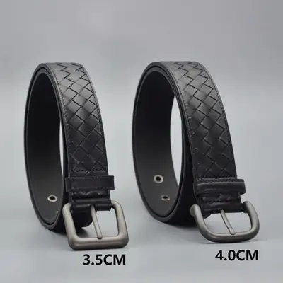 Best-selling B Men's Pin Buckle Leather Belt V Full Grain Leather Woven Waistband Casual Versatile Style Suit Jeans Belt