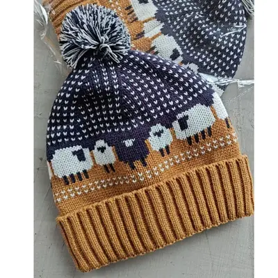 Fair Isle Retro Örgü Bere Kulak Korumalı Çocuk Ponpon Detaylı - 11