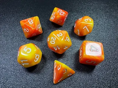 Acrylic DND Dice Set 7 Pieces Marble Pattern Multi-Faceted - 7