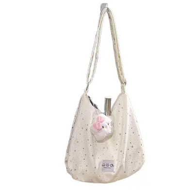Japanese-Style Minimalist Star Pattern Large Capacity Women's Shoulder Bag - 5