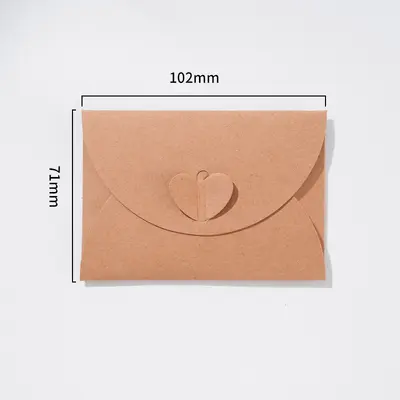Kraft Paper Heart Envelope, Retro European Style Double Love Letter Envelope - 7