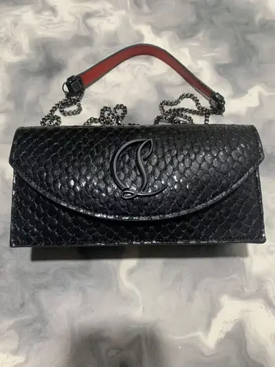 Genuine Leather Underarm Shoulder Bag with Small Square Chain - 11