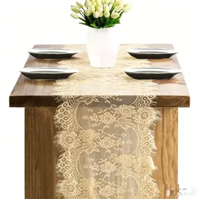 Amazon Best-Selling Lace Table Runner White Theme Wedding Home Decor Table Runner 36*300 table runner