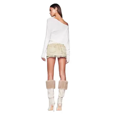 iamgia Off-Shoulder Long-Sleeve Top and Denim Skirt Set