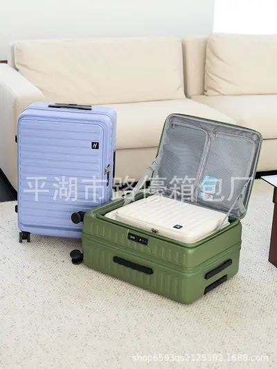 Expandable 20-Inch Unisex Trolley Suitcase with Combination Lock, Large Capacity - 2