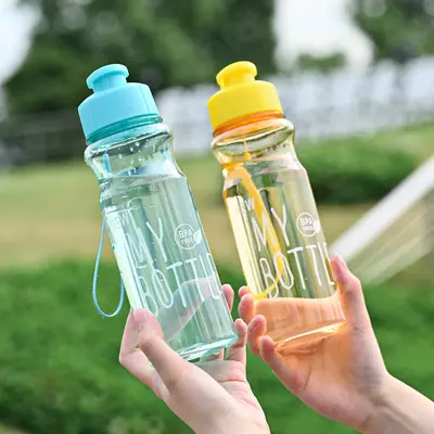 Portable pressurized lid outdoor sports water bottle plastic cup student daily water bottle portable promotional plastic cup wholesale