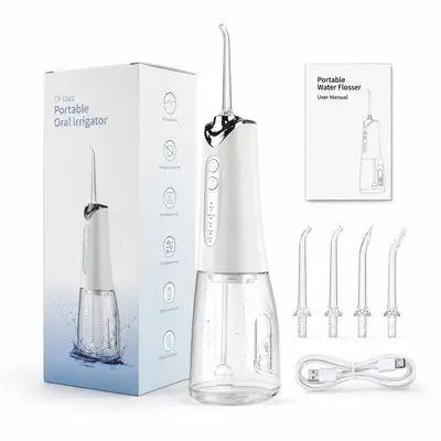 Electric oral irrigator, portable, water flosser, high-frequency pulse