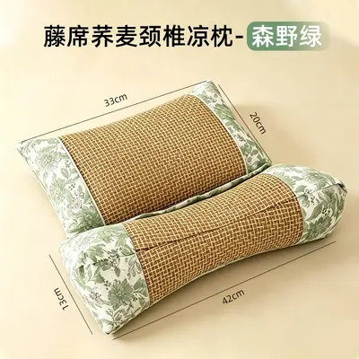 Buckwheat Pillow with Cooling Rattan, Cervical Support - 9