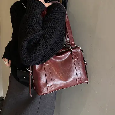 Women's Korean-Style Large-Capacity Single-Shoulder Bag, Retro Tote - 4