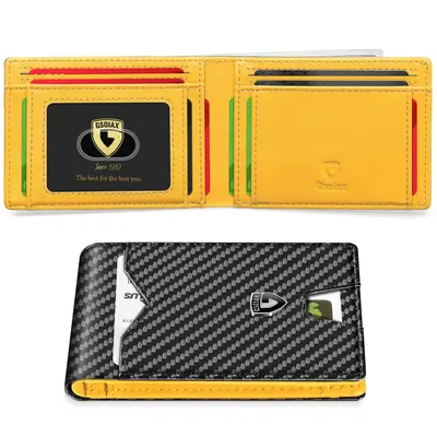 Karbon fiber dolar klipsi erkek cüzdanı, RFID korumalı, çok kartlıklı - 11