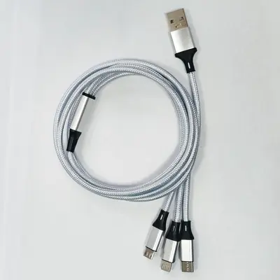 1,2 m Nylon-geflochtenes Datenkabel drei in eins Apple Type-C Android Handy-Ladekabel passend für einen bis drei - 9