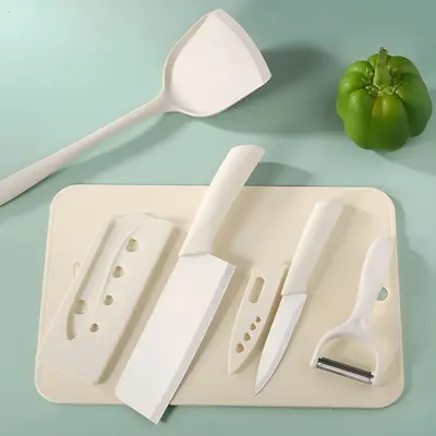Kitchen knife and cutting board with silicone spatula and spoon - 9